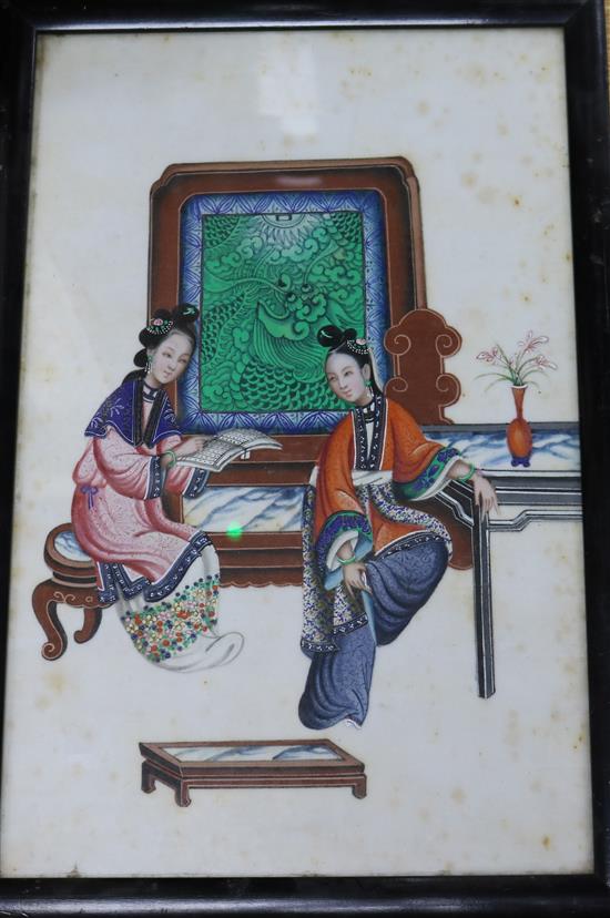 A 19th century Chinese gouache on pith paper study, 38 x 24.5cm